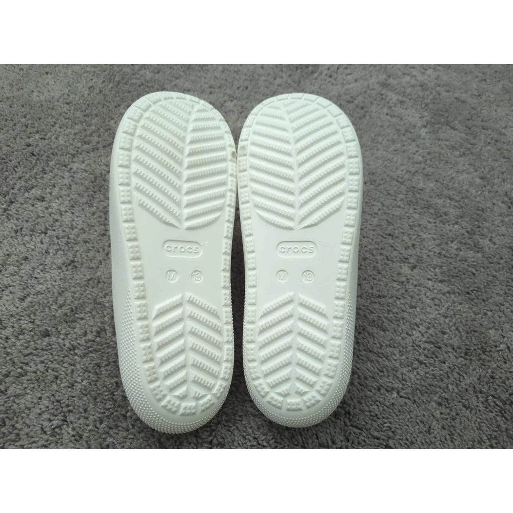 Crocs Slides Mens 13 White‎ Classic Sandal V2 Two Strap Croslite NWT